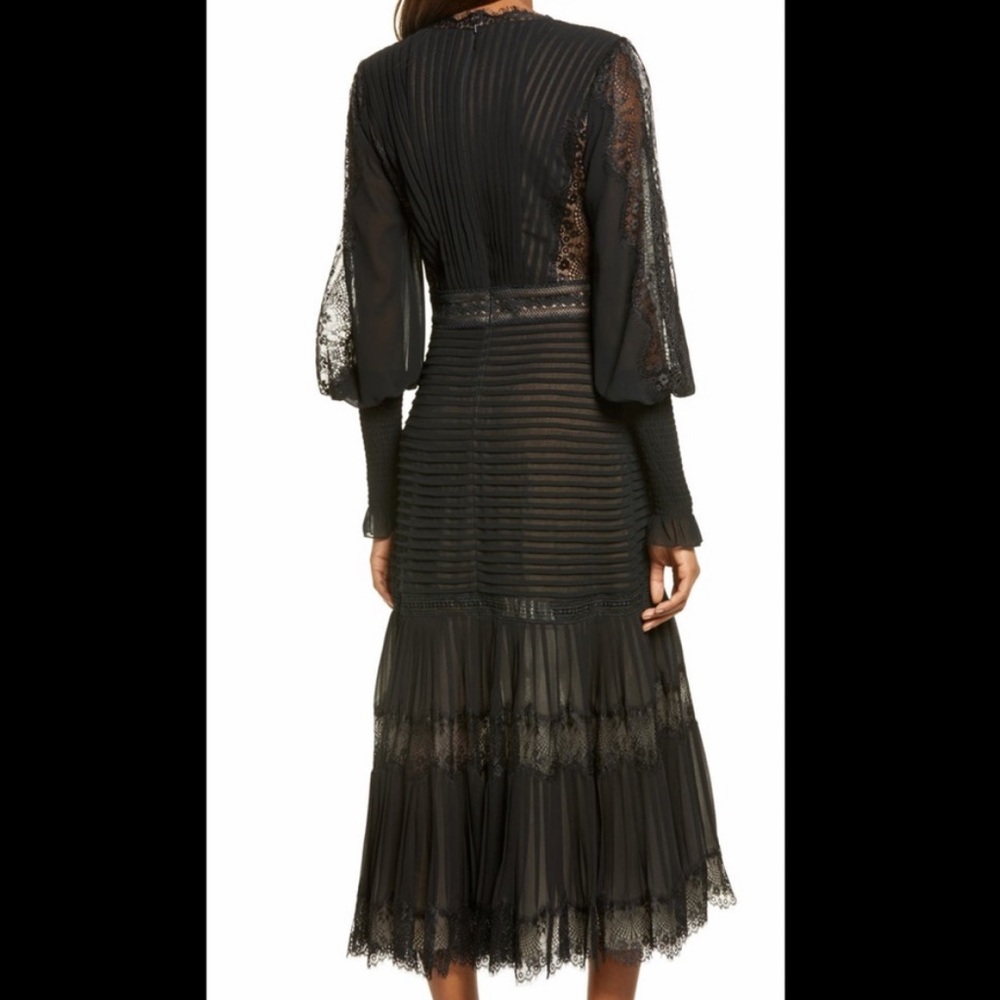 Tadashi Shoji Lace Pintuck Long Sleeve Midi Cocktail Dress, Size 16 1347 - Picture 3 of 14
